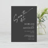 黒シンプルと白の写真日付の保存 セーブザデート (スタンド正面)