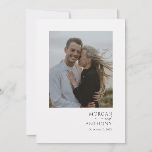 黒シンプルと白の写真日付の保存 セーブザデート (裏面)