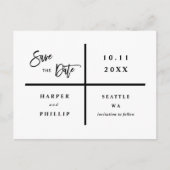 黒シンプルと白の写真日付を保存 ポストカード (正面)