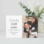 黒シンプルと白の日付カードを保存 セーブザデート (スタンド正面)