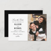 黒シンプルと白の日付カードを保存 セーブザデート (正面/裏面)