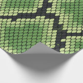 黒シンプルと緑のヘビのスケールパターン ラッピングペーパー (角)