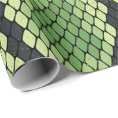 黒シンプルと緑のヘビのスケールパターン ラッピングペーパー (ロールコーナー)