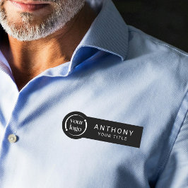 黒シンプルのモダンプロフェッショナルロゴ 名札