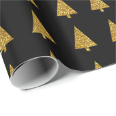 黒シンプルの上の幾何学的なゴールデンパイン ラッピングペーパー (ロールコーナー)