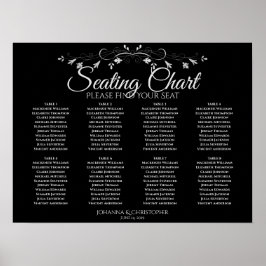 黒シンプルの座席表に表結婚灰色8枚 ポスター