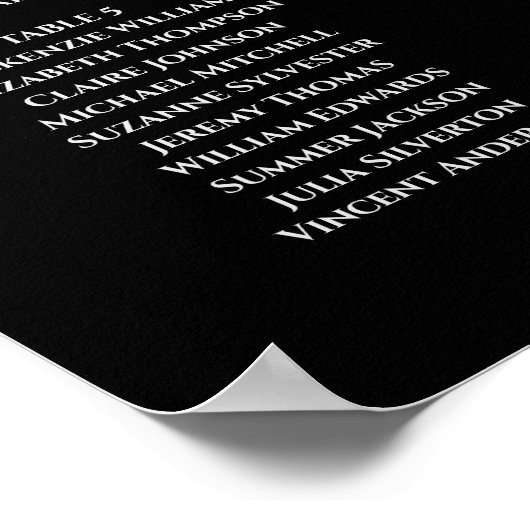 黒シンプルの座席表に表結婚灰色8枚 ポスター (角)