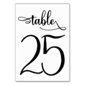 黒シンプルの3.5x5テーブル番号 |テーブル25 テーブルナンバー (正面)