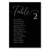 黒シンプルエレガントの座席結婚カード テーブルナンバー (正面)