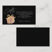 黒シンプルギフト登録新婚旅行フ結婚ァンド エンクロージャーカード (正面/裏面)