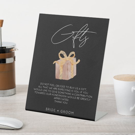 黒シンプルギフト登録新婚旅行フ結婚ァンド 台座サイン (インサイチュ)