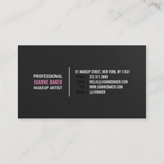 黒シンプルテクスメエレガントークアーティストモダン 名刺 (裏面)