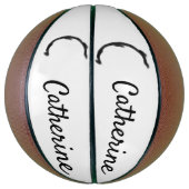 黒シンプルミニマルモノグラム文字C追加の名前T バスケットボール (縦)