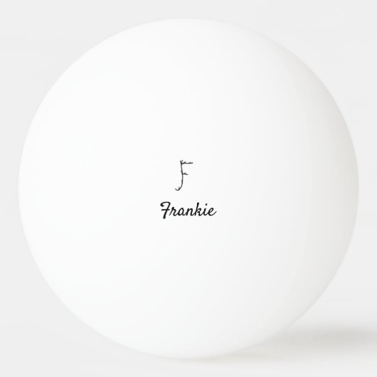 黒シンプルミニマルモノグラム文字F追加名    卓球ボール (正面)