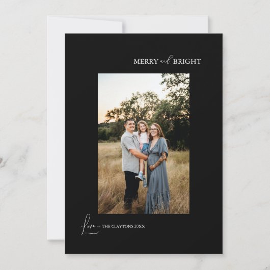 黒シンプルモダンメリーと明るい写真 シーズンカード (正面)
