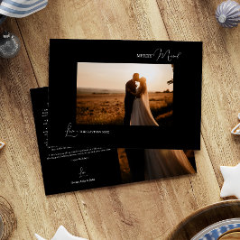 黒シンプルモダンメリーのクリスマス結婚した写真 シーズンカード