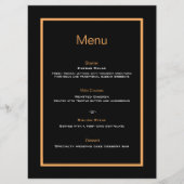 黒シンプルモダン色とオレンジのフラ結婚ットメニュー メニュー (正面)