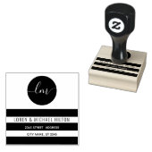 黒シンプル円ストライプモノグラムタイポグラフィ ラバースタンプ (押印)