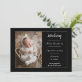 黒シンプル写真誕生のお知らせ 案内状 (スタンド正面)