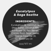 黒シンプル原料リスト製品ラベル ラウンドシール (正面)