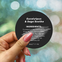 黒シンプル原料リスト製品ラベル ラウンドシール