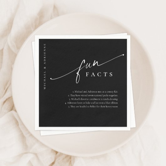 黒シンプル字のスクリプトモダンおもしろいファクト結婚ー スタンダードカクテルナプキン