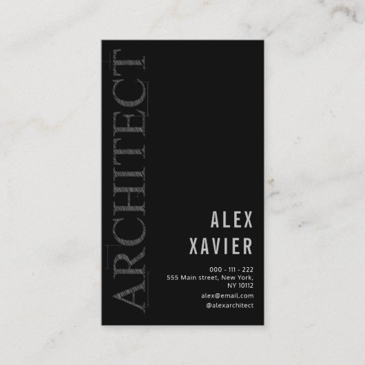 黒シンプル建築家名刺 名刺 (正面)