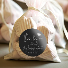 黒シンプル感謝していモダン卒業 ラウンドシール