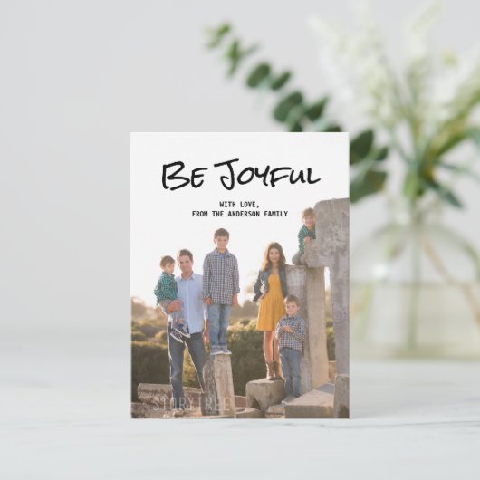 黒シンプル文字Be Joyful Photoはがき ポストカード (スタンド正面)