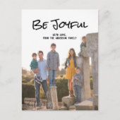 黒シンプル文字Be Joyful Photoはがき ポストカード (正面)