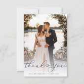 黒シンプル文字newlywedsの写結婚真 サンキューカード (正面)