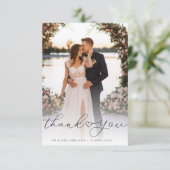 黒シンプル文字newlywedsの写結婚真 サンキューカード (スタンド正面)