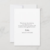 黒シンプル文字newlywedsの写結婚真 サンキューカード (裏面)