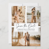 黒シンプル日付保存3フォトグリッドコラージュ セーブザデート (正面)