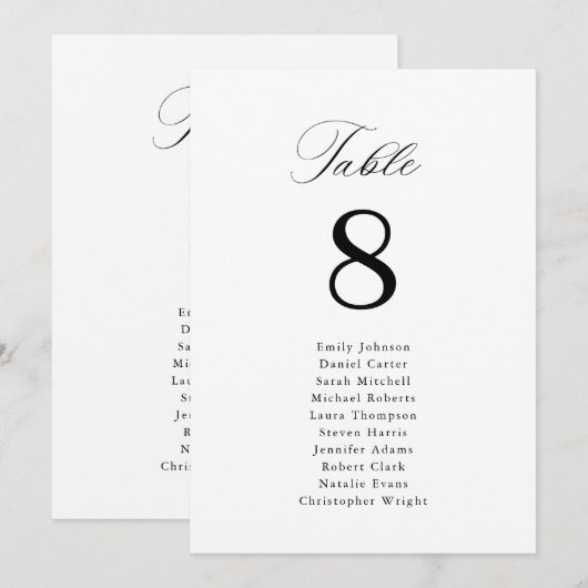 黒シンプル書の座席表 (正面/裏面)