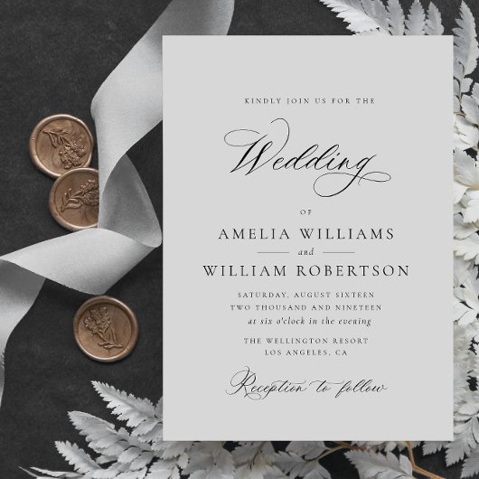 黒シンプル書道結婚式招待状 招待状