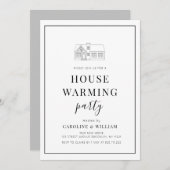 黒シンプル枠引っ越し祝いパーティー 招待状 (正面/裏面)
