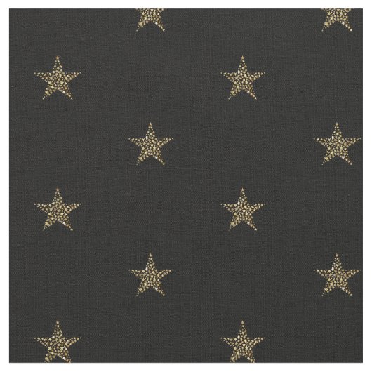 黒シンプル柄かわいい金ゴールドスター ファブリック (クローズアップ)