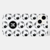 黒シンプル灰色サッカーボールモノグラムの Case-Mate iPhoneケース (裏面 (横))