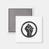 黒シンプル生命物質抗議パワー拳 マグネット (正面/裏面)