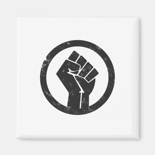 黒シンプル生命物質抗議パワー拳 マグネット (正面)