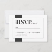 黒シンプル白のウェディングはっきりしたRSVP 出欠カード (正面)