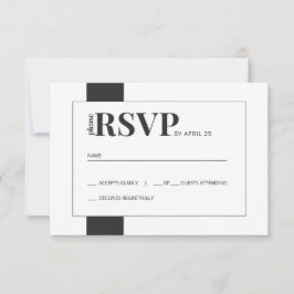 黒シンプル白のウェディングはっきりしたRSVP 出欠カード