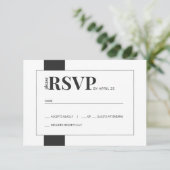 黒シンプル白のウェディングはっきりしたRSVP 出欠カード (スタンド正面)