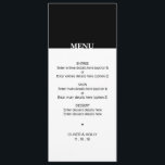 黒シンプル白のメ結婚ニュー メニュー<br><div class="desc">シンプル黒と白の結婚メニューあなたのニーズに合わせカスタマイズて完全にすることができる。©Zazzle経由のゴルホデザイン。//一致する項目を探しているhttps://www.zazzle.com/collections/black_and_white_striped_wedding-119550615860932414 //あなたのデザインが救済必要カスタマイズか？他得のアイディア?感じ連絡では： zoe@gorjodesigns.com</div>
