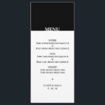 黒シンプル白のメ結婚ニュー メニュー<br><div class="desc">シンプル黒と白の結婚メニューあなたのニーズに合わせカスタマイズて完全にすることができる。©Zazzle経由のゴルホデザイン。//一致する項目を探しているhttps://www.zazzle.com/collections/black_and_white_striped_wedding-119550615860932414 //あなたのデザインが救済必要カスタマイズか？他得のアイディア?感じ連絡では： zoe@gorjodesigns.com</div>
