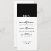 黒シンプル白のメ結婚ニュー メニュー (正面/裏面)