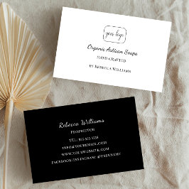 黒シンプル白の手作り石けんロゴを追加 名刺