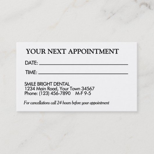 黒シンプル白アポイントメントカード 名刺 (正面)