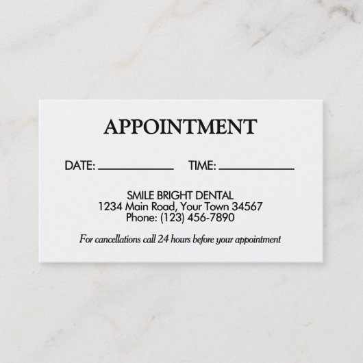 黒シンプル白アポイントメントカード 名刺 (正面)